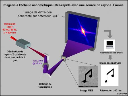 Imagerie ultra-rapide par tir laser unique d’\'objets nanométriques par diffraction cohérente de rayons X