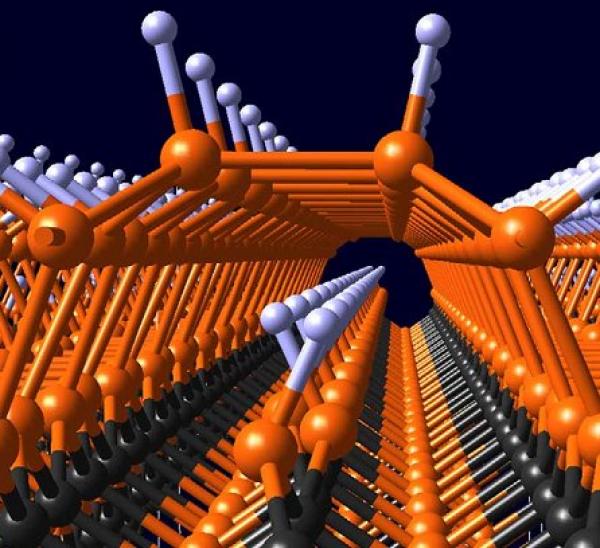 Ouverture par atomes d’hydrogène de nanotunnels sous la surface d’un semiconducteur, le carbure de silicium