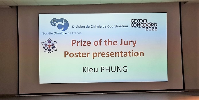 Prix poster congrès CONCOORD-GECOM 2022 (2-6 mai 2022) décerné à Kieu PHUNG