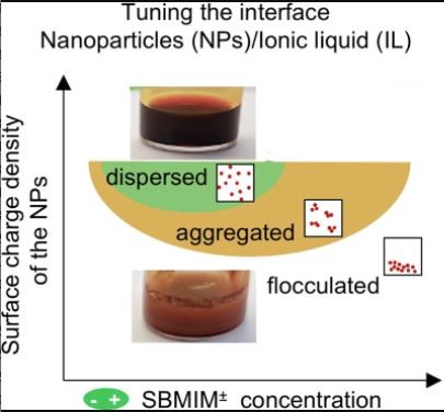 Design of concentrated colloidal dispersions of iron oxide nanoparticles in ionic liquids: Structure and thermal stability from 25 to 200 °C