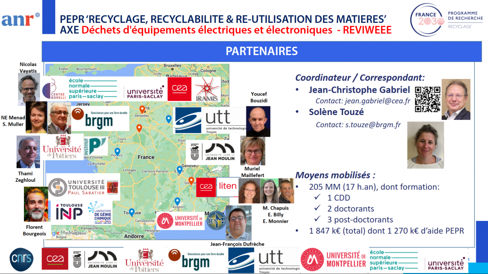 Projet ANR-22-PERE-0009: REVIWEEE : pour une chaîne des valeurs française viable sur le recyclage des DEEEs
