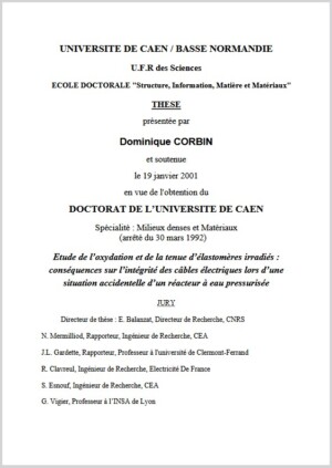 Étude de l’oxydation et de la tenue d’élastomères irradiés : conséquences sur l’intégrité des câbles électriques lors d’une situation accidentelle d’un réacteur à eau pressurisée