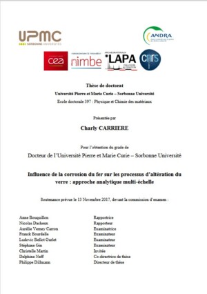 Influence of iron corrosion on glass alteration processes&nbsp;: a mutli-scale analytical approach