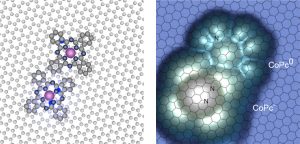 Direct observation of the reduction of a molecule on nitrogen doped graphene