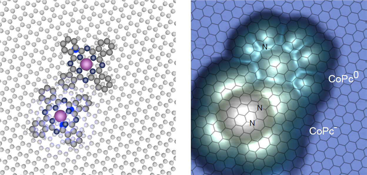Direct observation of the reduction of a molecule on nitrogen doped ...