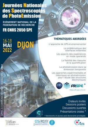 Sur vos agendas : 1ère Conférence nationale de la Fédération de recherche « Spectroscopies en photoémission » – JNSPE 2022, Dijon