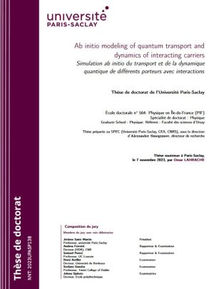 Simulation ab initio du transport et de la dynamique quantique de differents porteurs avec interactions