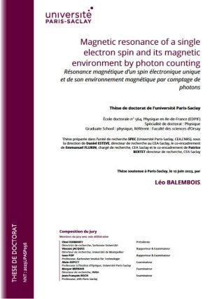 Magnetic resonance of a single electron spin and its magnetic environment by photon counting