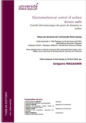 Electromechanical control of surface domain walls