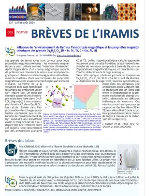 Brèves de l’IRAMIS n° 337 (Juillet-août 2024)