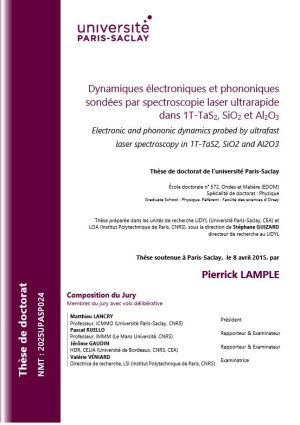 Dynamiques électroniques et phononiques sondées par spectroscopie laser ultrarapide dans 1T-TaS2, SiO2 et Al2O3