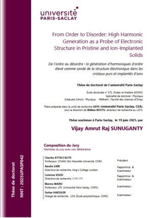 De l&rsquo;ordre au d&eacute;sordre&nbsp;: la g&eacute;n&eacute;ration d&rsquo;harmoniques d&rsquo;ordre &eacute;lev&eacute; comme sonde de la structure &eacute;lectronique dans les solides purs et implant&eacute;s d&rsquo;ions