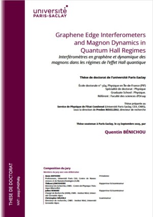 Interféromètres en graphène et dynamique des magnons dans les régimes de l’effet Hall quantique