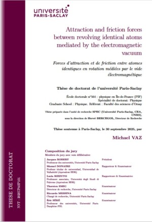 Forces d’attraction et de friction entre atomes identiques en rotation médiées par le vide électromagnétique