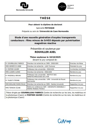 Study of a new generation of transparent conductive oxides : SrVO3 thin films deposited by reactive magnetron sputtering