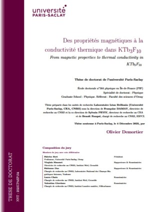 From magnetic properties to heat transport in KTb3F10.