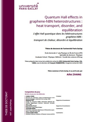 Quantum Hall effects in graphene-hBN heterostructures: heat transport, disorder, and equilibration